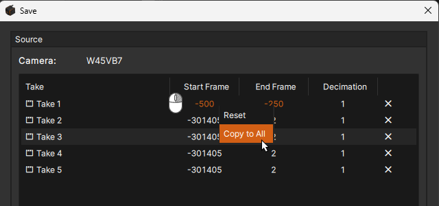 Batch Save window