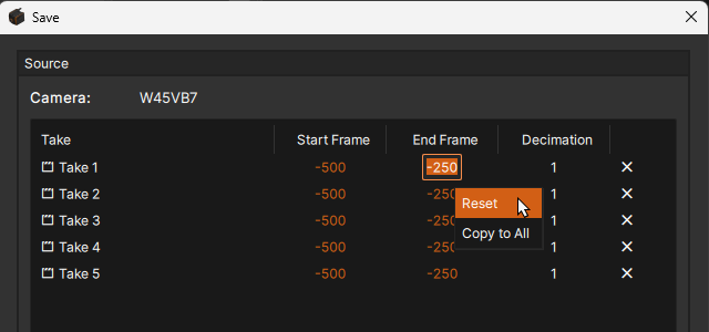 Batch Save window